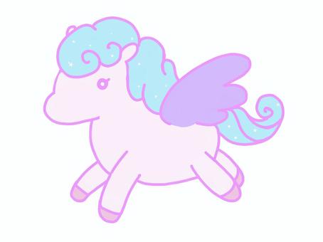 かわいいペガサスの素材 ペガサス,馬,可愛い,素材,翼,天馬,ゆめかわいい,メルヘン,手描き,干支のイラスト素材