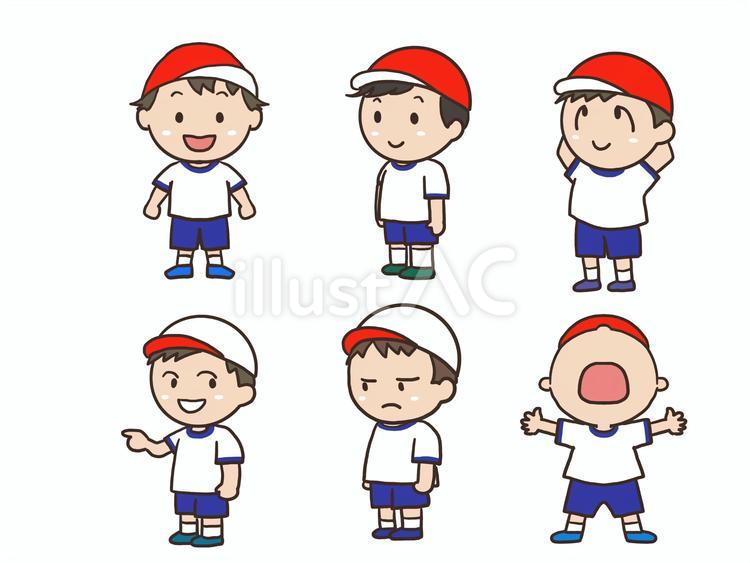 体操服男子6ポーズセット ポーズセット,男子,子供のイラスト素材