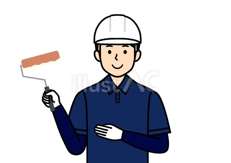 「塗装はおまかせください」の塗装工の男性 塗装工,塗装,おまかせくださいのイラスト素材