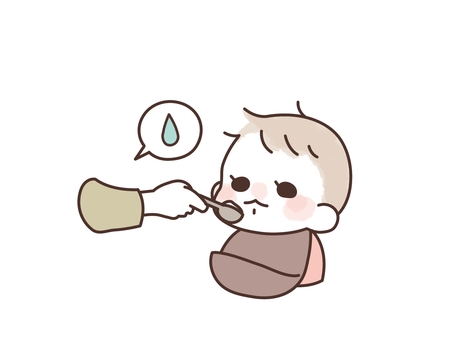 頑なに食べない赤ちゃん 赤ちゃん,育児,離乳食,食事,スプーン,困る,汗,吹き出し,親,拒否のイラスト素材