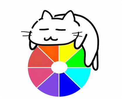 色相環ねこ ねこ,色相環,色相,環状,配置,円形,デザイン,色彩,猫,catのイラスト素材
