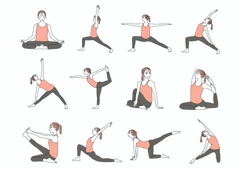 ヨガをする女性 ヨガ,ヨガポーズ,女性,運動,ストレッチ,人物のイラスト素材