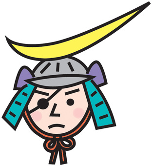 伊達政宗 伊達政宗,人物,キャラクター,イラスト,兜,戦国武将,顔,似顔絵,カットのイラスト素材