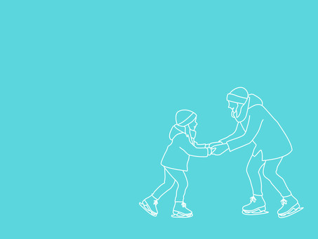 アイススケート_親子_03 アイススケート,冬,運動,親子,母親,子供,子ども,スポーツ,母,家族のイラスト素材