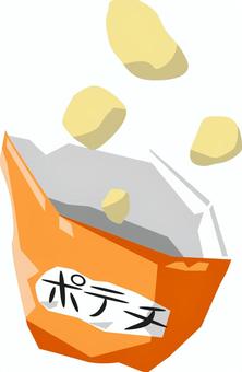 ぽてち ぽてち ぽてち,お菓子,ポテトチップスのイラスト素材