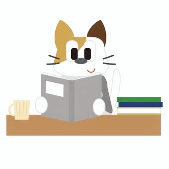 本を読むかわいい猫
