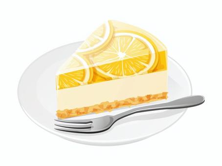 レモンゼリーレアチーズケーキ4 チーズケーキ,ケーキ,レモン,ゼリー,スイーツ,料理,食べ物,チーズ,クッキー,皿のイラスト素材