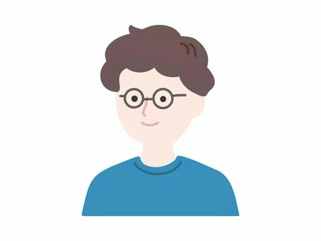 メガネの人 イラスト・アイコン A 人,アイコン,男性,男,シンプル,ポップ,かわいい,ふちなし,顔,社会人のイラスト素材