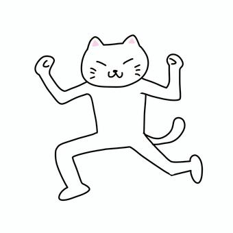 マッチョポーズする白猫 マッチョポーズする白猫 ねこ,白猫,動物,キャラ,ポップ,かわいい,マッチョ,筋肉,細い,ガリガリのイラスト素材