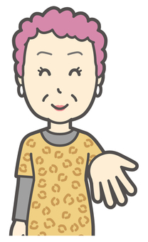 欲しそうな片手を差し出したおばちゃん ください,笑顔,おばちゃん,大阪,ヒョウ柄,おばはん,中年,女性,関西,派手のイラスト素材