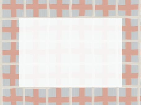 gray pink hand drawn checkered frame, , JPG