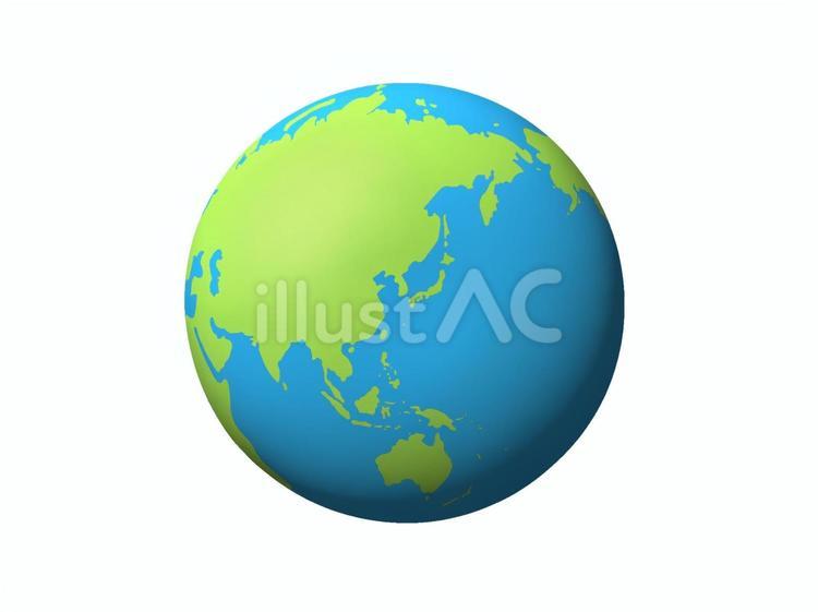 日本を中心とした地球 地球,アース,緑のイラスト素材