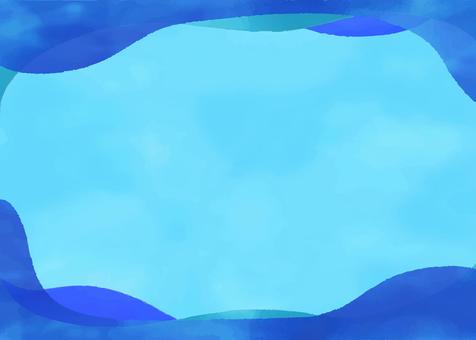 水彩風背景素材01 水彩風背景素材01 水彩,青,紺,水色,寒色,フレーム,背景,枠,装飾,囲みのイラスト素材