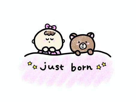 justborn 女の子 手書き justborn,ジャストボーン,ニューボーン,女の子,赤ちゃん,手書き,出産のイラスト素材