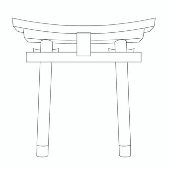 鳥居線画 鳥居,門,神社,手描き,手書き,フリー,無料,赤,お参り,初詣のイラスト素材