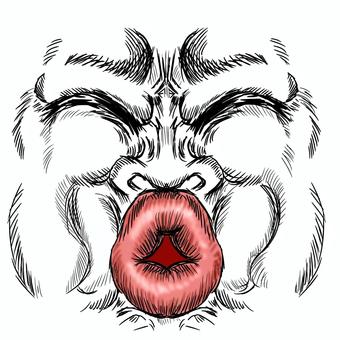 キスの表情パーツ線画 キス,チュー,好き,接吻,愛してる,好意,ラブ,表情,感情,顔のイラスト素材