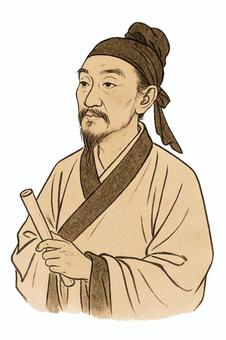 巻物を持つ男性の肖像