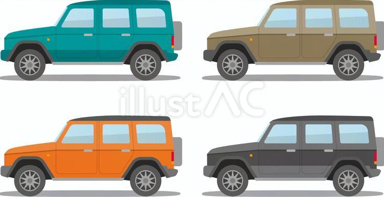 SUV4駆のイラスト4種類 suv,四駆,車のイラスト素材