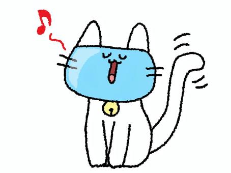 鳴くロボット猫 猫,ロボット,鳴く,見る,可愛い,リアクション,pop調,手描き,挿絵,ワンポイントのイラスト素材