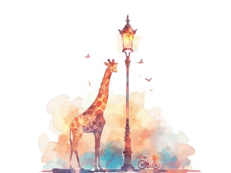 キリン 水彩画イラスト - No: 25733472｜無料イラスト・フリー