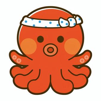 はちまきを巻いたタコのキャラクター たこ,キャラクター,はちまき,生き物,かわいいのイラスト素材