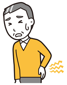  ニット中年男性(黄)-077-バスト 腰痛,おじさん,男性,中年,お父さん,パパ,シニア,ミドルエイジ,人物,かわいいのイラスト素材