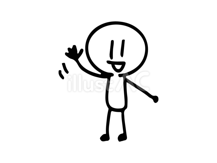 かわいい棒人間くん手を振る 棒人間,シンプル,人物のイラスト素材