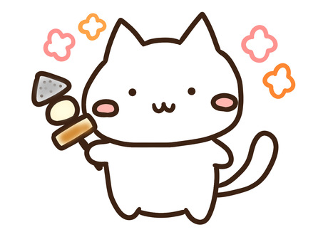 ホカホカおでんを冬に食べるかわいい白ねこ おでん,冬,食べ物,食事,ホカホカ,屋外,屋台,イベント,温かい,こんにゃくのイラスト素材