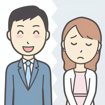  婚活01-男女の温度差01(正方形) 婚活,男女,お見合い,温度差,すれ違い,心理,価値観,会話,恋愛,デートのイラスト素材