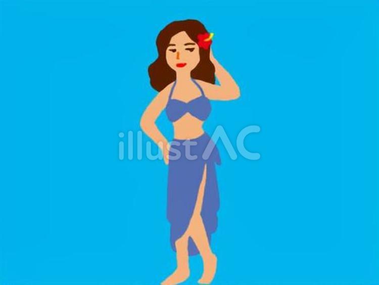 パレオの美人(青) パレオ,水着,美女のイラスト素材
