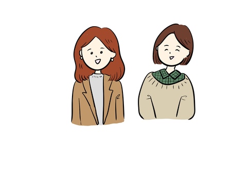 おしゃれな女の子（カラー） おしゃれ,かわいい,冬服,笑う,やさしい,女の子,女性,シンプル,ファッション,友達のイラスト素材