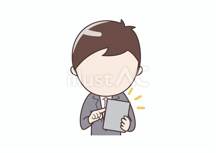 タブレットを操作する顔なしビジネスマン ビジネスマン,顔なし,タブレットのイラスト素材