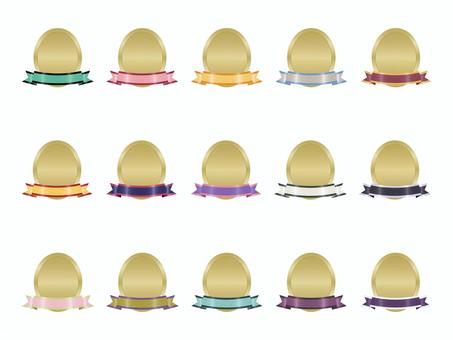 いろいろメダルリボンセット24 いろいろメダルリボンセット24 あしらい,フレーム,メダル,リボン,レトロ,シルエット,かわいい,見出し,飾り,デザインのイラスト素材