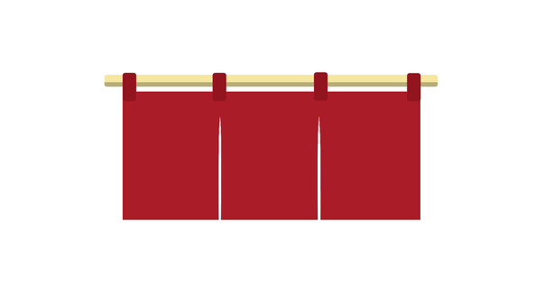 のれん　3枚　赤 のれん,店,商店,和風,フレーム,暖簾,老舗,シンボル,入り口,店舗のイラスト素材