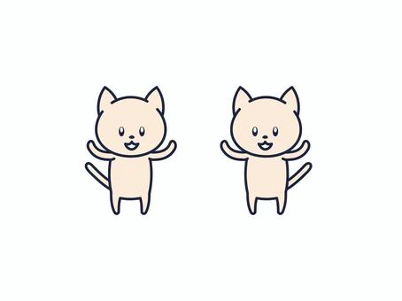 両手を上げる猫 両手を上げる猫 猫,ネコ,動物,ペット,子猫,こねこ,キャット,哺乳類,ワンポイント,可愛いのイラスト素材