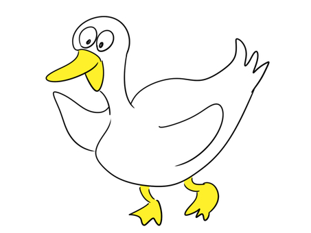 アヒルのイラスト アヒル,鳥,動物,白,キャラクター,かわいい,イラスト,シンプル,全身,単体のイラスト素材