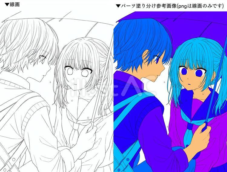 線画/男の子・女の子 線画,塗り絵,男の子のイラスト素材