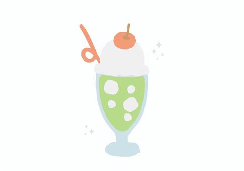 かわいいクリームソーダのイラスト クリームソーダ,飲み物,アイスクリーム,食べ物,スイーツ,ドリンク,サクランボ,果物,かわいい,シンプルのイラスト素材