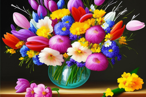 Illustration, spring, flower, assortment, 