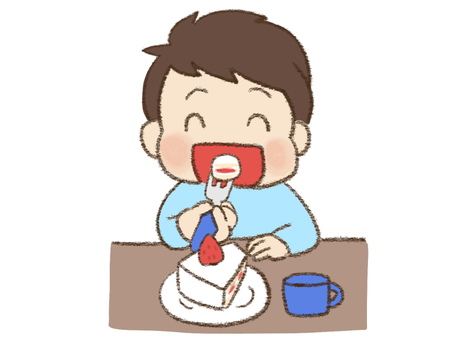 おやつを食べる男の子 視覚支援,お支度ボード,絵カード,スケジュール,子ども,おやつのイラスト素材