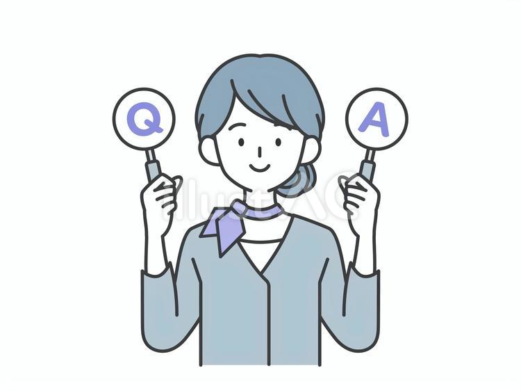 QとAの札を持つコンシェルジュの女性 人物,女,q&aのイラスト素材