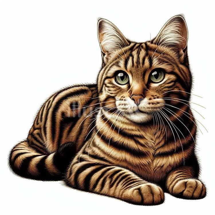 にっぽんのねこ 猫,日本,キジトラのイラスト素材