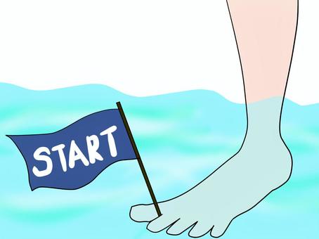 水面下でスタートさせる 水面下,スタート,始める,足,水中,水の中,ひっそりと,見えない,始まる,始動のイラスト素材