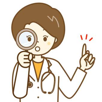 女医さん　よく観察します 医者,医師,先生,ドクター,医療機関,医療,聴診器,診察,病院,仕事のイラスト素材