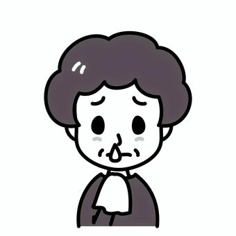 シニア女性　鼻水　白黒 鼻水,高齢者,白黒,風邪,鼻炎,病気,インフルエンザ,アレルギー,中年,花粉症のイラスト素材