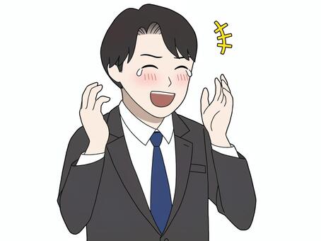 手を叩いて大笑いするスーツの男性 男性,仕事,ネクタイ,爆笑,おもしろい,涙目のイラスト素材