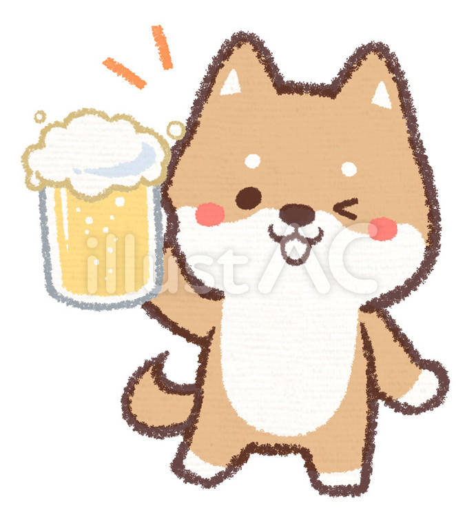 乾杯イヌ 犬,柴犬,動物のイラスト素材