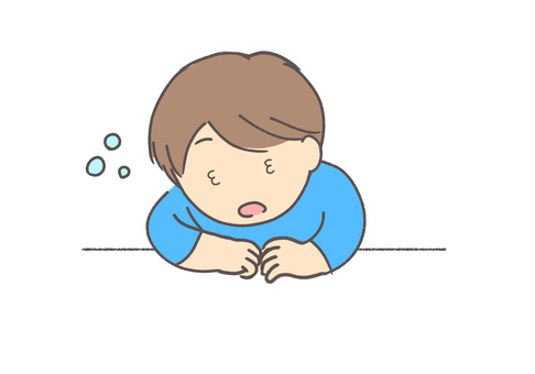 居眠りをしている男の子2 寝る,男の子,ゆるい,青,動作,睡眠不足,眠いのイラスト素材