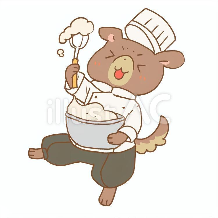 泡立てする犬パティシエイラスト No 無料イラストなら イラストac
