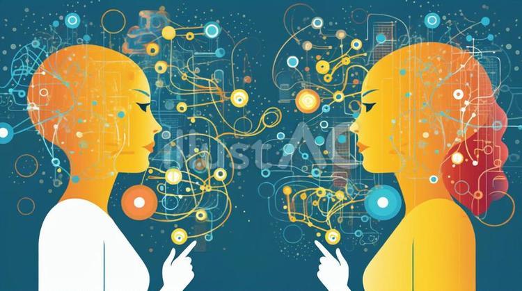 大規模言語コンセプトイラスト 脳,知恵,テクノロジーのイラスト素材